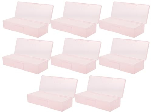 BELLIFFY Coffret de Rangement pour Outils de Manucure Grand Format 8 Pièces en Plastique Rose Boîte de Rangement pour Accessoires Nail Art et Faux Ongles Organisateur Portable pour Kit