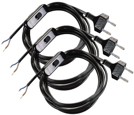 POLY POOL - PP0372.2Q Cavo Abat jour Bipolare Nero 1,5 Mt - Cavo Con Interruttore 2 Ampere e Spina 2,5 Ampere - Cavo Abat jour 2 Poli - Cavo Filo Elettrico Nero Bipolare Sicuro e Made in Italy