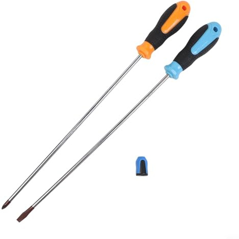 TONIXY 3Pcs Extra Long Screwdriver Set, 400Mm Slotted Cross Drivers With Magnetic Tips, Carbon Steel For Construction DIY