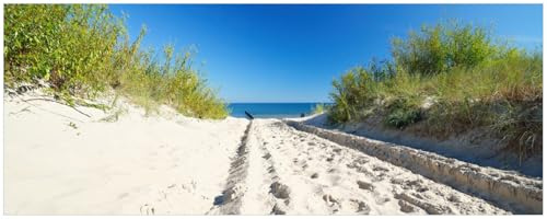 Wallario Küchenrückwand selbstklebend 115 x 50 cm, Motiv: Auf dem Sandweg zum Strand - Blauer Himmel über dem Meer | Spritzschutz abwischbar & pflegeleicht