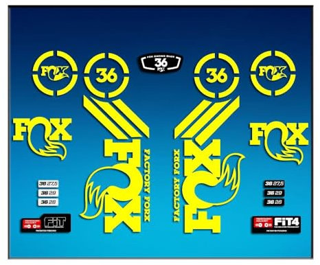 Ecoshirt 8O-ZVPD-3C0E Sticker Fork Fox 36 Am60 Aufkleber Decals Autocollants Adesivi Forcela Gabel Fourne, Gelb