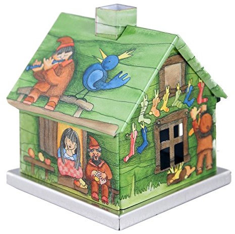 KNOX - Räucherhaus/Räucherkerzenhalter Märchenhaus aus Metall - für Räucherkerzen Größe M - Motiv: Schneewittchen - Maße: ca. 6 x 6 x 7 cm