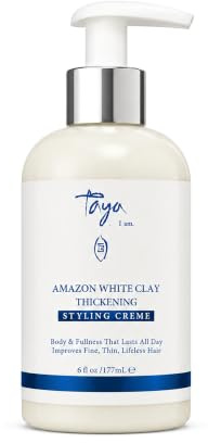 Taya Hair Products Amazon White Clay Advanced Blend Thickening Creme - Weightless Styling Cream for Thicker and Fuller Hair - 6oz Pump Bottle