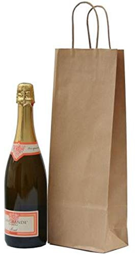 25 Buste carta shopper avana per bottiglie 14x9x40 cm sealing manici ritorti regalo