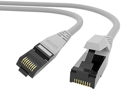 AIXONTEC 2,5m CAT 6 Crossover Netzwerkkabel Grau, Ethernet Gigabit Lan Kabel, 1000 Mbit/s Internet, RJ45 Stecker Gbits Patchkabel geschirmt, Draka UC 400 Rohkabel