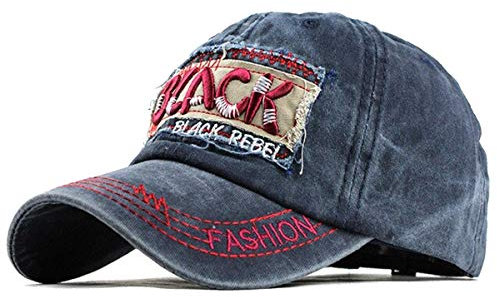 Sporty Baseballcap Black Rebel Vintage Style Used Washed Retro Kappe Cap Schirmmütze Basecap (Navy)