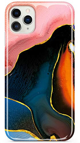 JIAXIUFEN iPhone 11 Pro Case Shiny Rose Gold Marble Slim Shockproof Flexible Bumper TPU Soft Case Rubber Silicone Cover Phone Case for iPhone 11 Pro 2019 5.8 inch - Pink Black