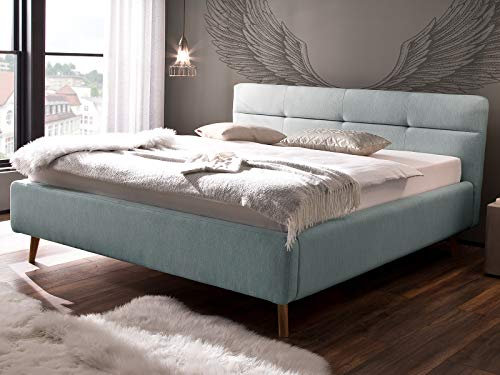 möbelando Polsterbett Bettrahmen Doppelbett Bettgestell Kompaktbett Bett Lowell I Eisblau 180x200 cm