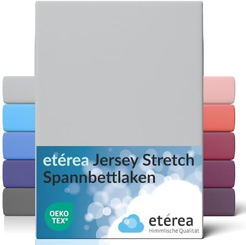etérea Spannbettlaken für Wasserbett & Boxspringbett 140x200-160x220 cm - Oekotex 95% Baumwolle und 5% Elasthan Spannbetttuch - Öko-Tex Glattes & Feines Bettlaken bis 45 cm Steghöhe - Silber