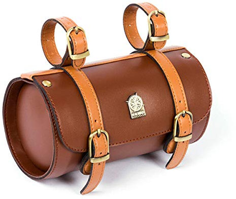 TentHome Satteltasche PU Leder Retro Fahrradtasche Fahrrad Lenkertasche Rahmentasche Classic Ledertasche Braun Radfahren Zubehör Werkzeugtasche für Lenker Sattel Vorne Hinten