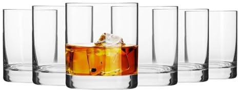 Krosno Whisky Sour Tumbler Glasses Old Fashioned Bourbon Cognac Brandy | Set of 6 | 10.1 oz | Blended Collection | Perfect for cocktails, drinks, water, juice, scotch, irish liquor, whisky