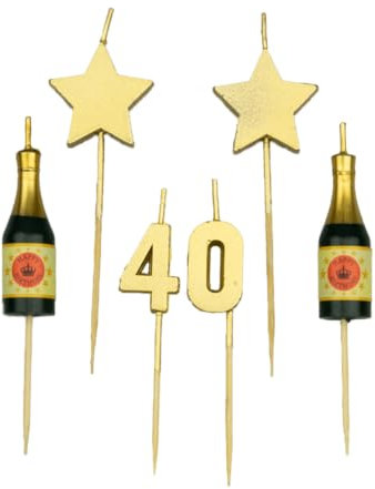 PD-Party - Geburtstagskerzen für Kuchen & Torten - Geburtstagsdeko - Goldene Kuchenkerzen für Geburtstagsfeiern von Kindern & Erwachsenen - Zahlenkerzen - Nummer Kerze - Größe 3 x 9 x 1 cm - 40 Jahre