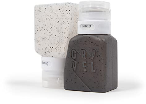 Gravel Soft 3oz Silicone Travel Liquid Bottles Leak Proof (Two Pack) TSA Approved, Clear and Frosted Gray