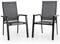 MFSTUDIO 2 PCS Aluminium Patio Dining Chairs Set,Textilene Outdoor Stackable Chairs with Wooden Armest for Garden, Poolside, Backyard,Grey