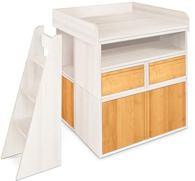 BioKinder Spar-Set Laura Kommode Wickeltisch Wickelkommode mit Aufsatz Typ 1 aus Massivholz