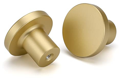 LONTAN 12 Pack Gold Drawer Knobs Gold Kitchen Knobs Round Cabinet Drawer Hardware Brass Cupboard Door Hardware Aluminum Alloy for Wardrobes Furniture
