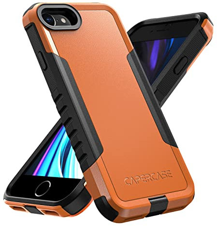 CAPERCASE Rugged Shockproof iPhone SE 3rd Generation (2022) & 2nd (2020) Gen, iPhone 8/7 Case, [Military Grade Anti-Drop] Heavy-Duty Tough Slim Fit Lightweight Protective Phone Case, Orange