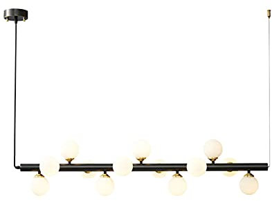 G9 Nordic Alle Kupfer Kronleuchter,Kreativ Molekulare Kronleuchter,Für Wohnzimmer Esstisch Bar-tisch,Einfach Kreativ Kronleuchter,Alle Kupfer Leichter Luxus Magic Bean Kronleuchter-Schwarz. 100*25cm