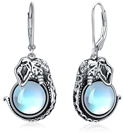 VONALA Elefanten-Ohrringe für Frauen Sterlingsilber-Elefanten-Mondstein-Ohrringe für Frauen Elefanten-Geschenke für Teenager, Mädchen, Tochter