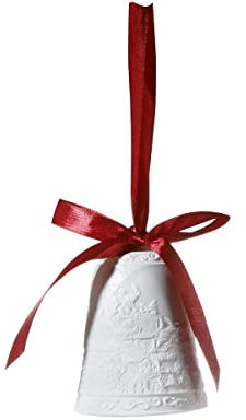 Goebel X-Mas Fitz and Floyd Glocke Santa mit Schlitten aus Biskuitporzellan in der Farbe Weiß, Maße: 6,5cm x 6,5cm x 9,5cm, 51-001-23-1