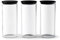 Franklin Lade Glass Storage Jars | 3 Piece Set 1300ml | Airtight Black Bamboo Lids | Glass Jars with lids | Kitchen Storage Containers | Pantry Storage Containers | Storage Jars for Kitchen