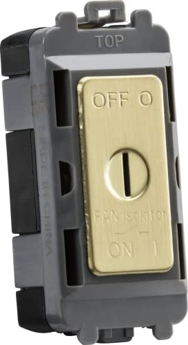 Knightsbridge 10A fan Isolator key switch module - brushed brass