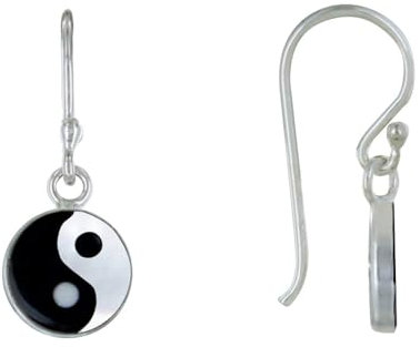 LES POULETTES BIJOUX - Sterling Silber und Perlmutt Haken Ohrringe Yin und Yang