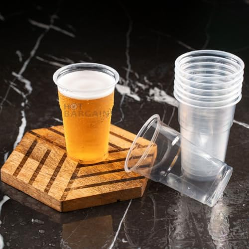 HOT BARGAINS 10,000 x Reusable Plastic Half Pint Glasses, UKCA Marked, BPA-Free Recyclable, Clear 10oz (Pack of 10000)
