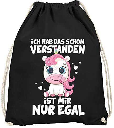 MoonWorks® Turnbeutel Einhorn Spruch lustig Ich hab das Schon verstanden es ist Mir nur egal Keine Lust Motivation Statement Gymbag schwarz Unisize