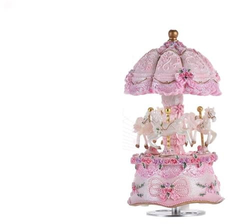 Luxus-Traum 3-Pferd drehende Karussell Merry-go-Round Windup Spieluhr mit bunten Farbe ändern LED leuchtende Licht Melodie von Schloss in den Himmel Artware Geburtstag Valentine Geschenk