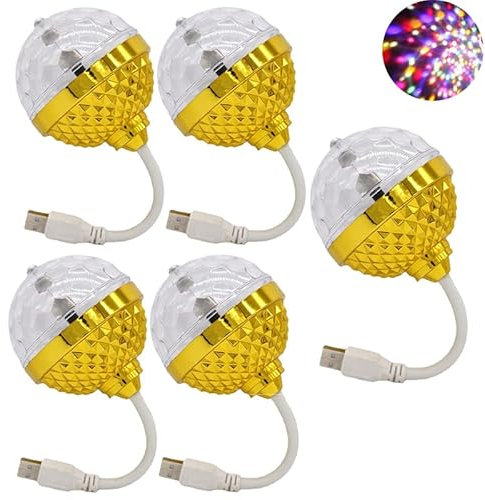 5 Stück bunte rotierende magische Kugel-Lichter, Plug-and-Play, bunte RGB-Lampe, Disco-Glühbirne, RGB-Stroboskop, magische Lampen, kleine LED for Zuhause, Partys, große Bühnendekoration