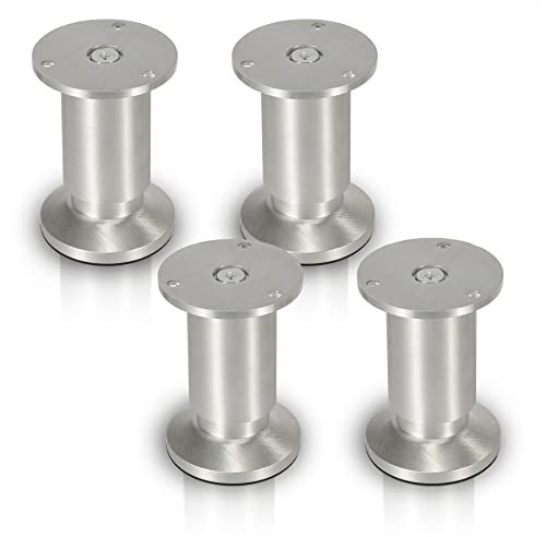 Gimisgu Aluminium Möbelfüße 4er Set,Runde Möbelfuß Sockelfuß,Höhe 120mm,Höhenverstellbar:15mm,Belastbar bis 250 Kg,Geeignet für Sofa, Bett, Nachttisch, Schrank