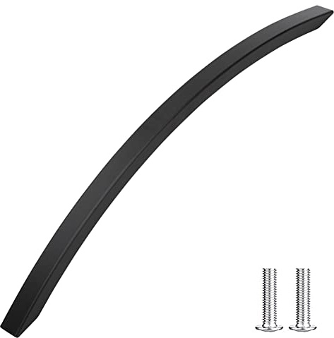 Decoranddecor Slimline Kitchen Door Handles Cabinet Pulls Sleek Design - Smooth Lines 224mm Matt Black
