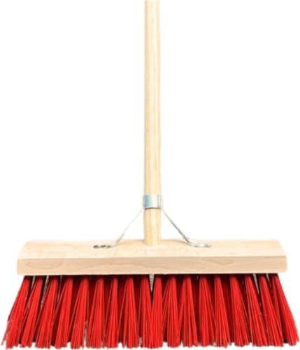 Synx Tools Outdoor Besen 35cm - Besen - Straßenbesen Kunststoffborsten - Nylon - Gartenbesenstiel - Außenbesen - Stahl 150 cm