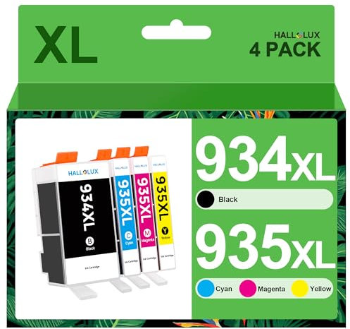 HALLOLUX 934XL 935XL Multipack Kompatibel für HP 934 935 XL Druckerpatronen für HP Officejet 6230 Patronen, für HP OfficeJet Pro 6830 Druckerpatronen 6820 6835 6220 6822 6825 Drucker (4er-Pack)