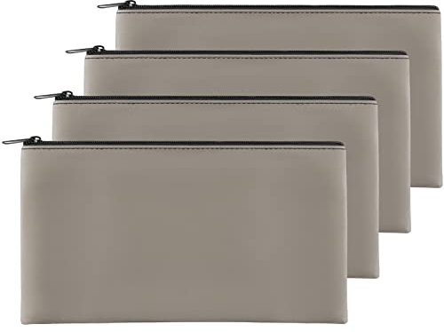 4er-Pack Geldbeutel, 28,9 x 15,2 cm, sichere langlebige Geldtaschen mit Reißverschluss für Bargeld, wasserdicht, Münzgeldbeutel, PU-Leder, Banktasche mit Reißverschluss für Schecks, Make-up,