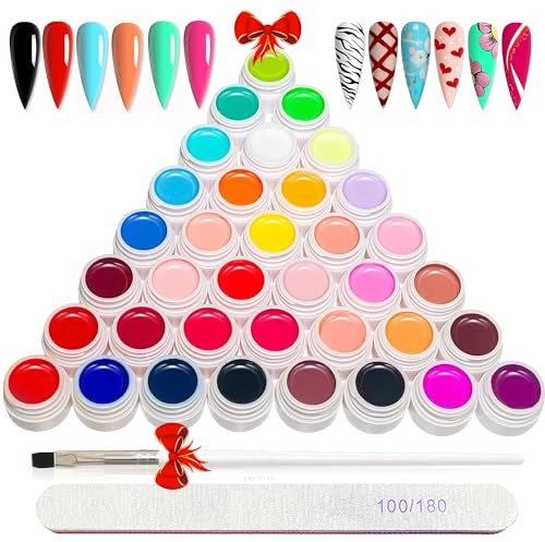 UV Nagellack Set, 36 Farben Gel Nagellack Set, UV Farbgel Set mit Nagelfeile und Nagelpinsel, Gel nägel Farben, Nagellack Nail Polish für Nail Art Nagel-Design