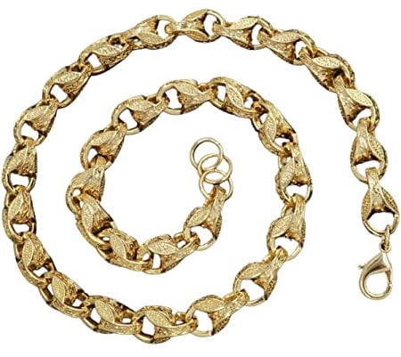 12mm Gold 3D Tulip Style Necklace - Adjustable Necklace with Luxury Finish and Detailing - Premium Jewellery for Men, Women and Teens (Length: 26 Inches) - Bling King London