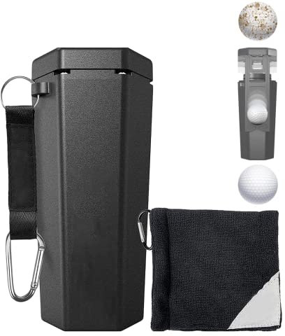 DAZZLEEX Golf Ball Cleaner, Golf Ball Cleaning Machine, Built-In 4 Brush Heads, Manual Lifting, Simple And Fast Cleaning Of Golf Balls, Making Golf Balls Look New(Black)
