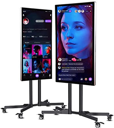 Schermo streaming trasmissione live, smartboard elettronico digitale da 32 pollici con staffa mobile, soluzione streaming live all-in-one per streaming live, display digital signage e lettore per
