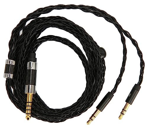 Reemplazo de Cable de Auricular Plateado Balanceado de 8 Núcleos, Enchufes de 4,4 Mm a Dos de 3,5 Mm, Compatible con MDR Z7 Z1R para TeloonD7100 D7200 D600 D9200 para