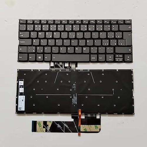 YANHAO Nuevo checo for Lenovo Yoga 530-14IKB 530-14ARR C640-13IML C740-14IML Flex 6-14ARR retroiluminación Gris portátil Teclado [Fácil de Instalar]