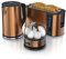 Ensembles Bouilloire et grille-pain et cuiseur à oeufs Bouilloire en inox 1,5L 40°-100°C Grille-pain 4 Tranches, Ecran LED 6 niveaux de brunissage Cuiseur à oeufs 1-7 oeufs, Verre doseur, cuivre
