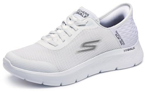 Skechers Uomo Go Walk Flex Hands Up Slip-In ALLENATRICE, White Textile/Synthetic, 43.5 EU