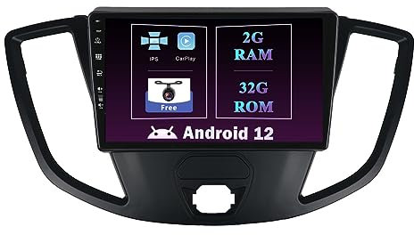 9” IPS Android 14 Double Din Car Stereo For Transit Tourneo Custom (2015-2018) Head Unit Free Camera Support Carplay Bluetooth GPS Sat Nav Mirror Link DAB RDS WIFI SWC | 2G+32G |