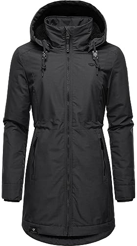 Ragwear Damen Wintermantel Warmer Parka lang wasserdicht mit Abnehmbarer Kapuze Dakkota Dark Grey Gr. XXL