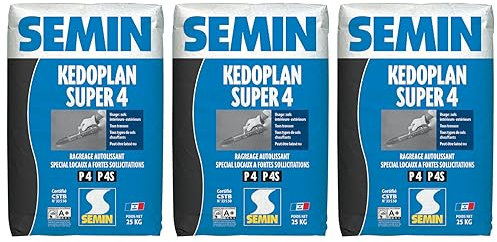 Enduit de Ragréage Autolissant Kedoplan 4 Semin, Sol Intérieur, sac de 25 kg, lot de 3
