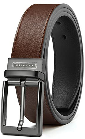 CHAOREN Ledergürtel Herren 1 Stück, Gürtel Herren Leder Reversibel Ein Schwarz Braun 35mm, Männer Wendegürtel Beidseitig für Casual Jeans und Anzug