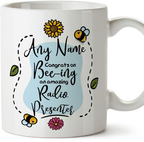 MUGFFINS Personalised Mug for Radio Presenter - in English - Thanks for Beeing - Funny Custom Gift for Colleagues - Ceramic 11oz Mug