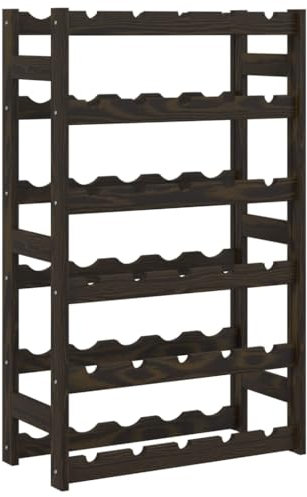vidaXL Casier à Bouteilles pour 30 Bouteilles, Étagère à Vin avec Rangement, Casier à Bouteilles, Porte-Bouteilles, Moderne, Noir Bois de Pin Solide